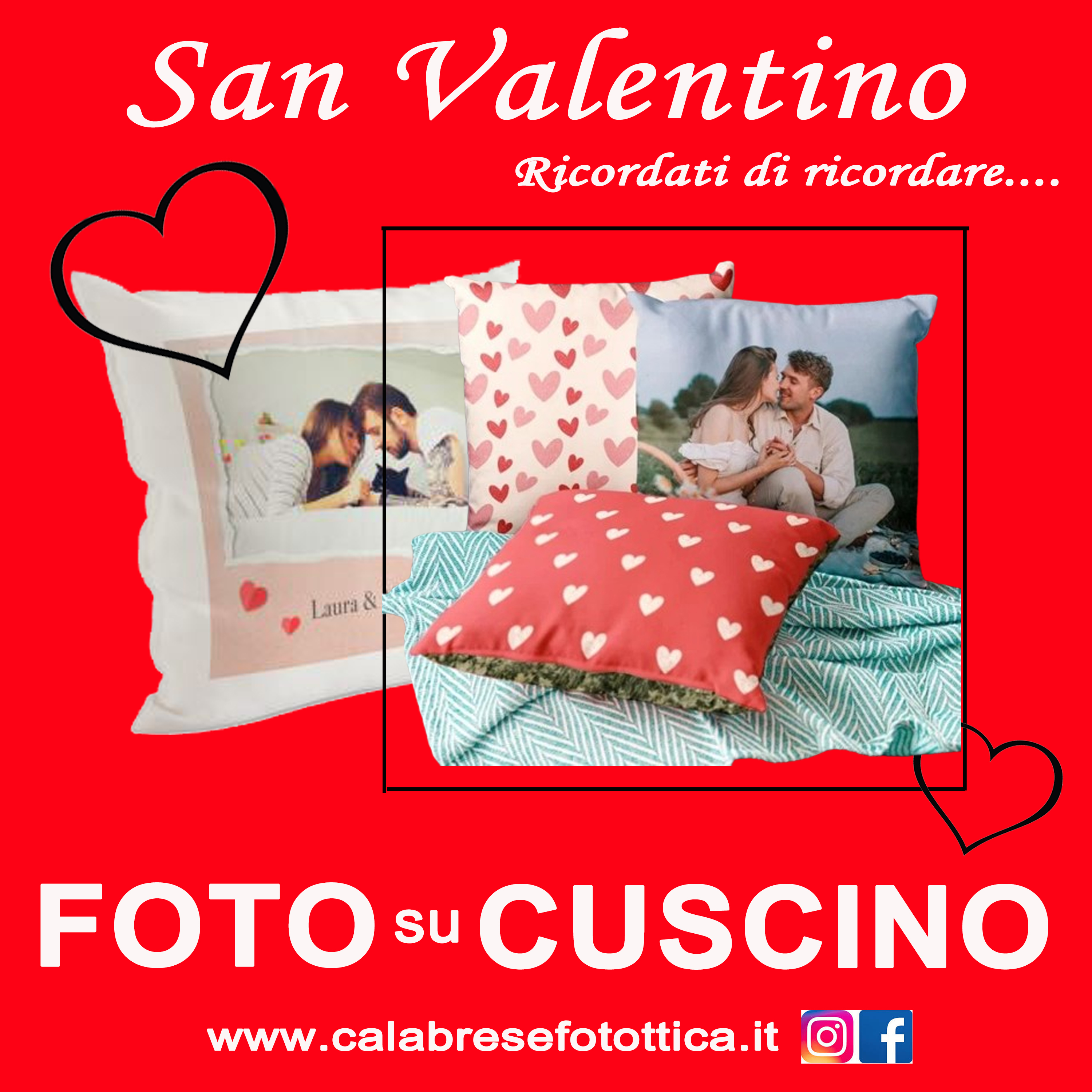 CUSCINO PERSONALIZZATO CON FOTO PER SAN VALENTINO A BOLOGNA, BOLOGNA  CENTRO STORICO QUADRILATERO E SAN LAZZARO DI SAVENA: CALABRESE FOTOTTICA GROUP www.calabresefotottica.it